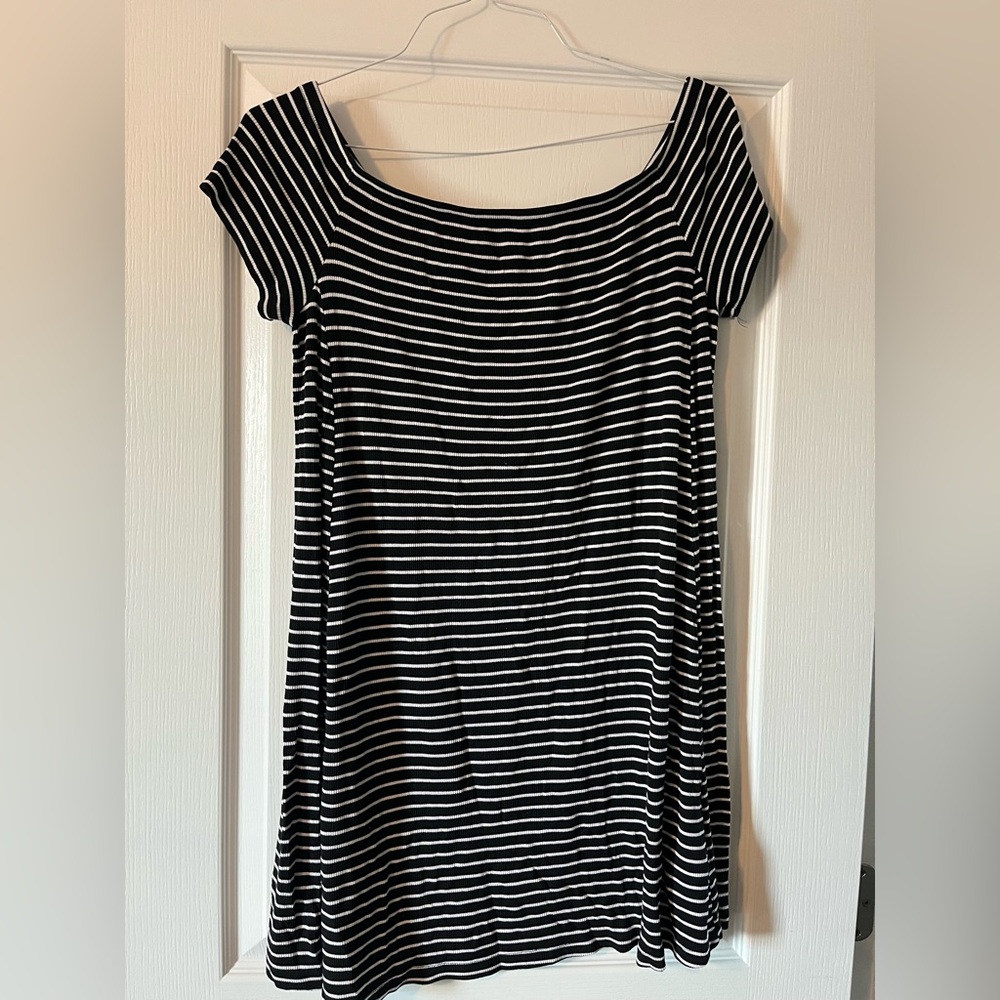 Old Navy Black and White Striped Mini Dress